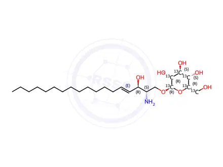 Chemical structure of 13C6 Glucosylsphingosine (d18:1)