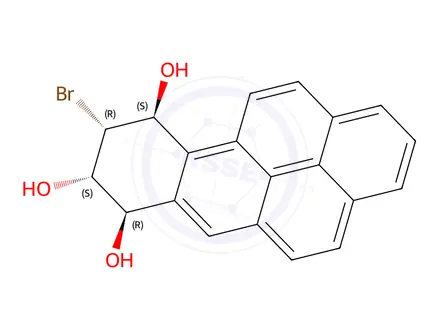 Chemical structure of (7R, 8S, 9R, 10S) - 9- Bromo- 7, 8, 9, 10- tetrahydrobenzo[a] pyrene- 7, 8, 10- triol