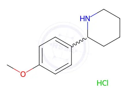 Chemical structure of 2-(4-Methoxyphenyl)piperidine hydrochloride
