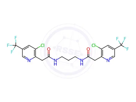Chemical structure of N,N'-(propane-1,3-diyl)bis(2-(3-chloro-5-(trifluoromethyl)pyridin-2-yl)acetamide)