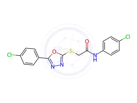Chemical structure of N-(4-Chlorophenyl)-2-((5-(4-chlorophenyl)-1,3,4-oxadiazol-2-yl)thio)acetamide