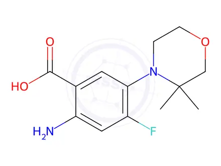 Chemical structure of 2-Amino-5-(3,3-dimethylmorpholin-4-yl)-4-fluorobenzoic acid