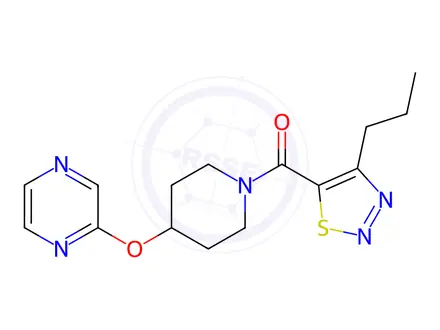Chemical structure of (4-Propyl-1,2,3-thiadiazol-5-yl)(4-(pyrazin-2-yloxy)piperidin-1-yl)methanone
