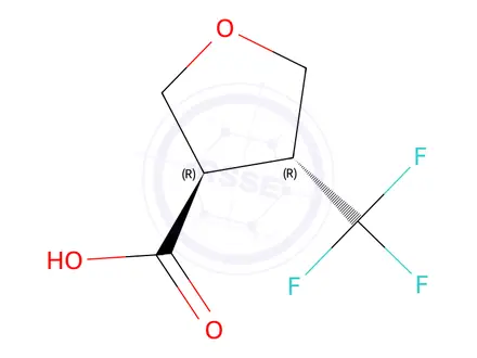 Chemical structure of rel-(3R,4R)-4-(Trifluoromethyl)tetrahydrofuran-3-carboxylic acid