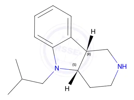 Chemical structure of (4AS,9bR)-5-isobutyl-2,3,4,4a,5,9b-hexahydro-1H-pyrido[4,3-b]indole