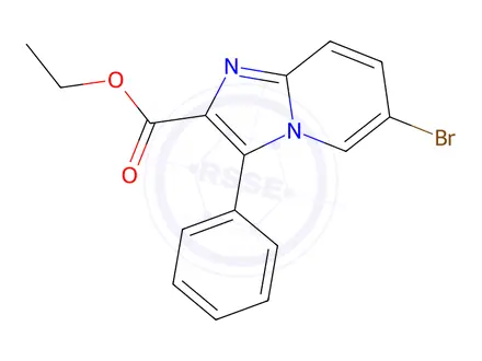 Chemical structure of 2-ethoxycarbonyl-3-phenyl-6-bromoimidazo<1,2-a>pyridine
