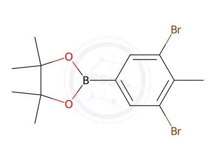Chemical structure of 2-(3,5-Dibromo-4-methylphenyl)-4,4,5,5-tetramethyl-1,3,2-dioxaborolane
