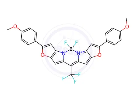 Chemical structure of (T-4)-Difluoro[2-(4-methoxyphenyl)-5-[2,2,2-trifluoro-1-[2-(4-methoxyphenyl)-5H-furo[3,2-b]pyrrol-5-ylidene-κN4]ethyl]-4H-furo[3,2-b]pyrrolato-κN4]boron
