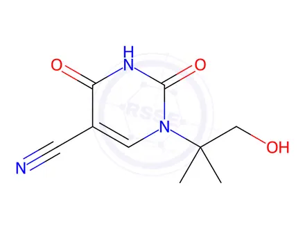 Chemical structure of 1-(1-Hydroxy-2-methylpropan-2-yl)-2,4-dioxo-1,2,3,4-tetrahydropyrimidine-5-carbonitrile