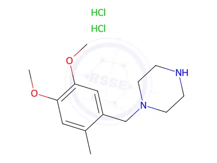 Chemical structure of 1-[(4,5-dimethoxy-2-methylphenyl)methyl]piperazine dihydrochloride