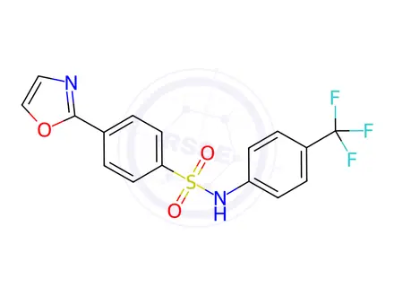 Chemical structure of 4-(Oxazol-2-yl)-N-(4-(trifluoromethyl)phenyl)benzenesulfonamide