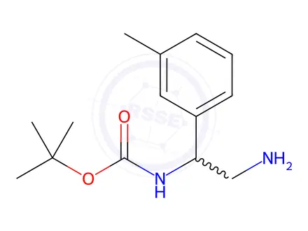 Chemical structure of Carbamic acid, N-[2-amino-1-(3-methylphenyl)ethyl]-, 1,1-dimethylethyl ester