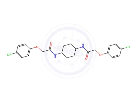 Chemical structure of N,N'-(cis-Cyclohexane-1,4-diyl)bis(2-(4-chlorophenoxy)acetamide)
