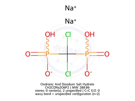 Chemical structure of Clodronic Acid Disodium Salt Hydrate