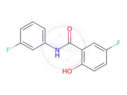 Chemical structure of Benzamide, 5-fluoro-N-(3-fluorophenyl)-2-hydroxy-(9CI)