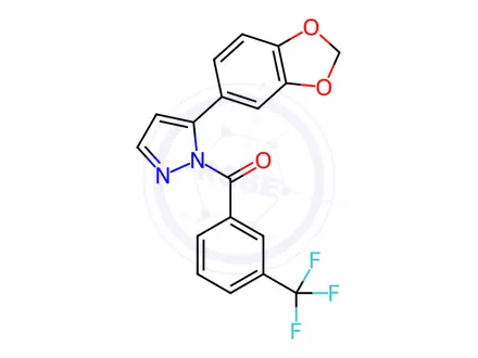Chemical structure of (5-(Benzo[d][1,3]dioxol-5-yl)-1H-pyrazol-1-yl)(3-(trifluoromethyl)phenyl)methanone