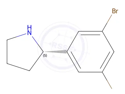 Chemical structure of (S)-2-(3,5-dibromophenyl)pyrrolidine