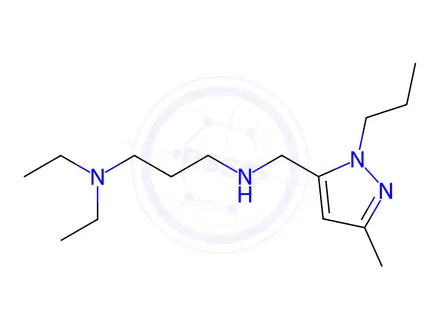 Chemical structure of N,N-diethyl-N'-[(3-methyl-1-propyl-1H-pyrazol-5-yl)methyl]propane-1,3-diamine