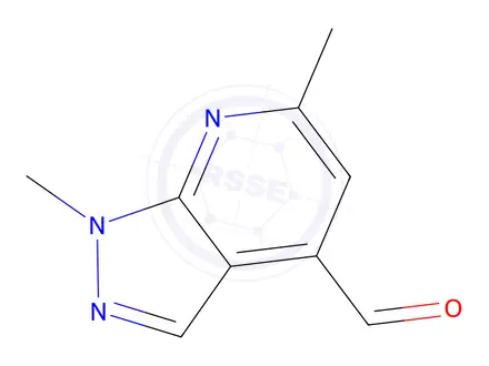 Chemical structure of 1,6-Dimethyl-1H-pyrazolo[3,4-b]pyridine-4-carbaldehyde