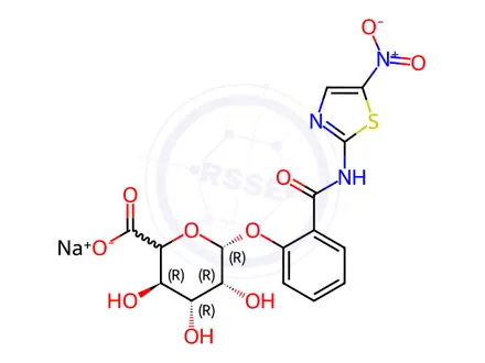 Chemical structure of Tizoxanide Impurity 1(Tizoxanide Glucuronide Sodium Salt)