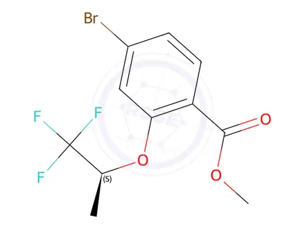 Chemical structure of Methyl (S)-4-bromo-2-((1,1,1-trifluoropropan-2-yl)oxy)benzoate