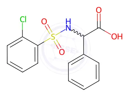 Chemical structure of 2-{[(2-Chlorophenyl)sulfonyl]amino}-2-phenylacetic acid