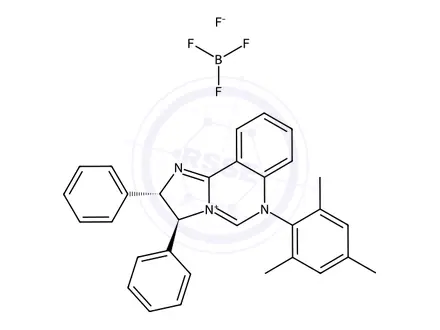 Chemical structure of (2S,3S)-6-Mesityl-2,3-diphenyl-3,6-dihydro-2H-imidazo[1,2-c]quinazolin-4-ium tetrafluoroborate