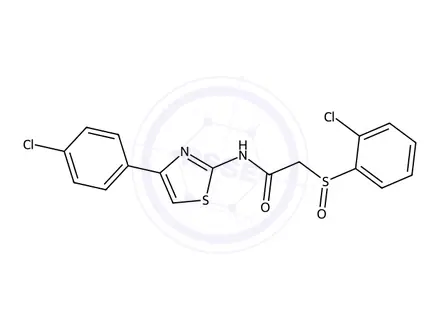 Chemical structure of 2-((2-Chlorophenyl)sulfinyl)-N-(4-(4-chlorophenyl)thiazol-2-yl)acetamide