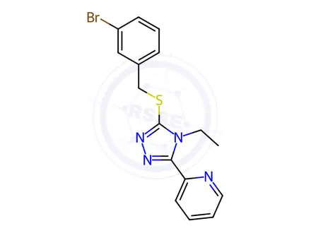 Chemical structure of 2-(5-((3-Bromobenzyl)thio)-4-ethyl-4H-1,2,4-triazol-3-yl)pyridine