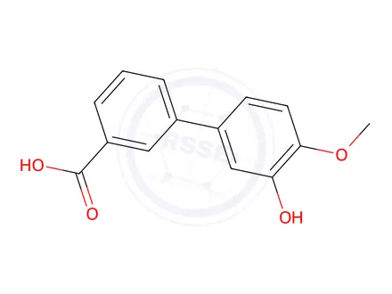 Chemical structure of 3'-Hydroxy-4'-methoxy-[1,1'-biphenyl]-3-carboxylic acid