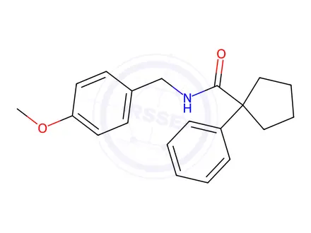 Chemical structure of N-(4-methoxybenzyl)-1-phenylcyclopentane-1-carboxamide
