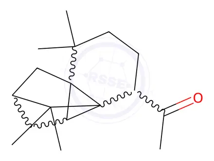 Chemical structure of 1-(octahydro-7,7,8,8-tetramethyl-2,3b-methano-3bH-cyclopenta[1,3]cyclopropa[1,2]benzen-4-yl)ethanone