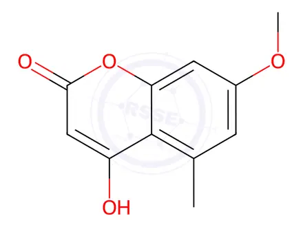 Chemical structure of 2H-1-Benzopyran-2-one, 4-hydroxy-7-methoxy-5-methyl-