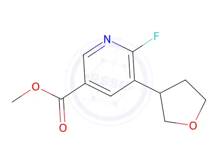 Chemical structure of 6-Fluoro-5-(tetrahydro-furan-3-yl)-nicotinic acid methyl ester