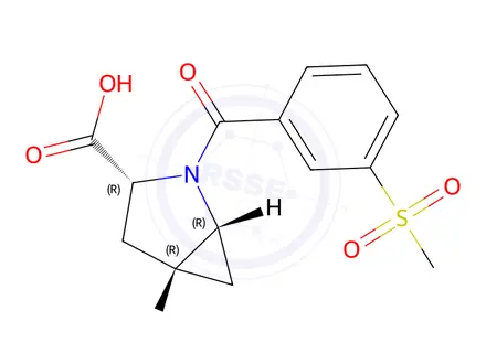 Chemical structure of (1R,3R,5R)-2-(3-(Methylsulfonyl)benzoyl)-2-azabicyclo[3.1.0]hexane-3-carboxylic acid