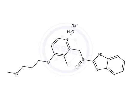 Chemical structure of Sodium 2-(((4-(3-methoxypropoxy)-3-methylpyridin-2-yl)methyl)sulfinyl)benzo[d]imidazol-1-ide hydrate