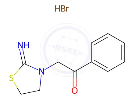 Chemical structure of 2-(2-Iminothiazolidin-3-yl)-1-phenylethan-1-one Hydrobromide