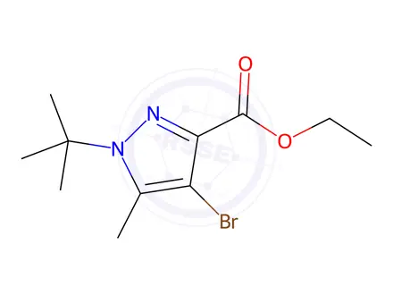 Chemical structure of Ethyl 4-bromo-1-(tert-butyl)-5-methyl-1H-pyrazole-3-carboxylate