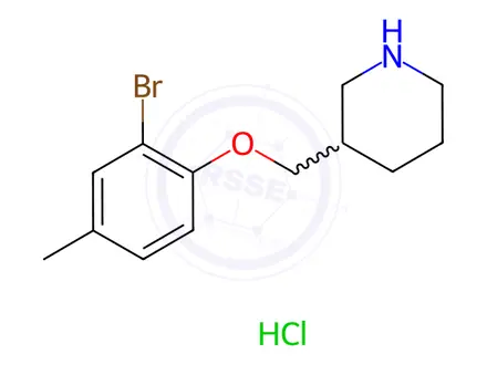 Chemical structure of 3-[(2-Bromo-4-methylphenoxy)methyl]piperidine hydrochloride
