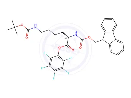 Chemical structure of Fmoc-D-Lys(Boc)-Opfp