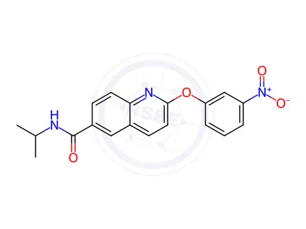 Chemical structure of N-Isopropyl-2-(3-nitrophenoxy)quinoline-6-carboxamide