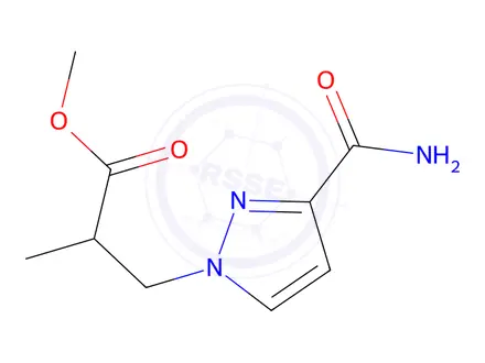 Chemical structure of Methyl 3-(3-carbamoyl-1H-pyrazol-1-yl)-2-methylpropanoate
