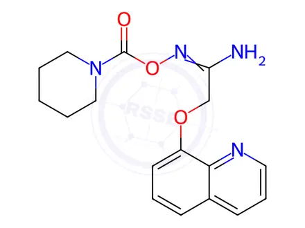 Chemical structure of N-((Piperidine-1-carbonyl)oxy)-2-(quinolin-8-yloxy)acetimidamide