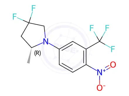 Chemical structure of (R)-4,4-difluoro-2-methyl-1-(4-nitro-3-(trifluoromethyl)phenyl)pyrrolidine