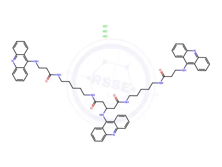 Chemical structure of 3-(Acridin-9-ylamino)-N1,N5-bis(5-(3-(acridin-9-ylamino)propanamido)pentyl)pentanediamide trihydrochloride