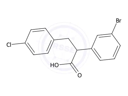 Chemical structure of 2-(3-Bromophenyl)-3-(4-chlorophenyl)propanoic acid