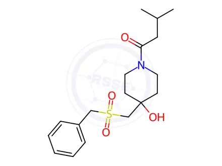 Chemical structure of 1-{4-[(benzylsulfonyl)methyl]-4-hydroxypiperidino}-3-methyl-1-butanone
