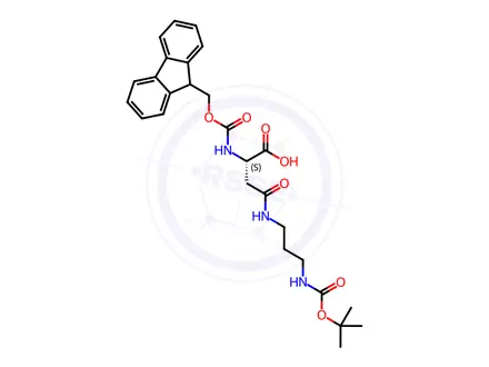 Chemical structure of 12-Oxa-2,6,10-triazatetradecanoic acid, 3-carboxy-13,13-dimethyl-5,11-dioxo-, 1-(9H-fluoren-9-ylmethyl) ester, (3S)-