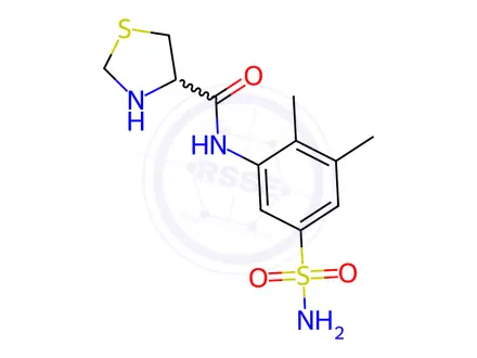 Chemical structure of n-(2,3-Dimethyl-5-sulfamoylphenyl)thiazolidine-4-carboxamide