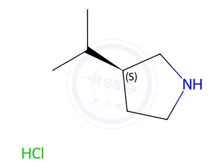 Chemical structure of (3S)-3-(propan-2-yl)pyrrolidine hydrochloride